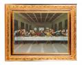  DAVINCI - LAST SUPPER IN A FINE DETAILED SCROLL CARVINGS ANTIQUE GOLD FRAME 